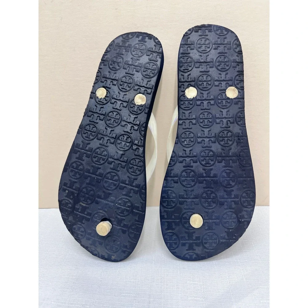Tory Burch Flip Flop Sandals Womens 8 Black Hedgehog Print Good Casual Thong